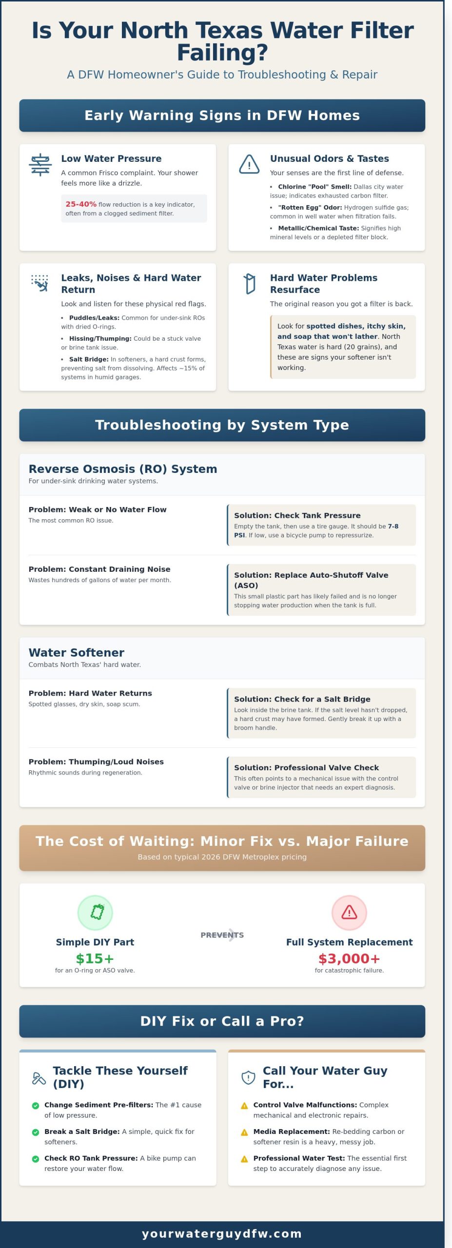 Water Filter Repair in Dallas: The DFW Homeowner’s Troubleshooting Guide