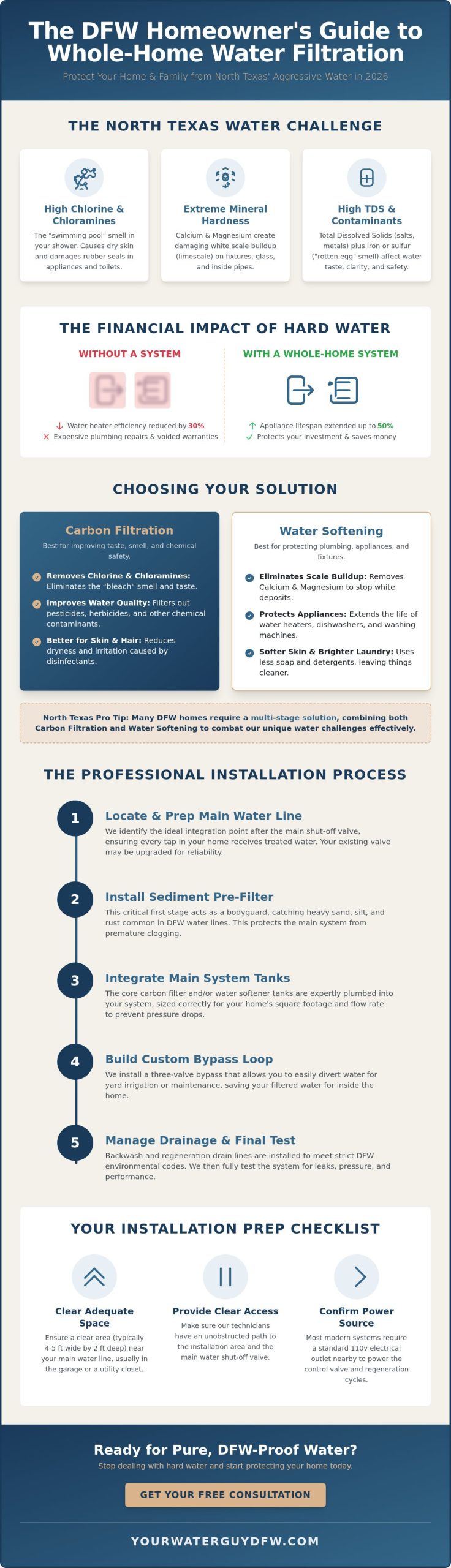 Whole-Home Water Filtration System Installation in North Texas: The 2026 Homeowner’s Guide